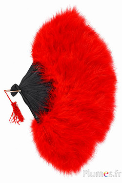 Waaier van kalkoenveren - 50 x 28 cm - rood